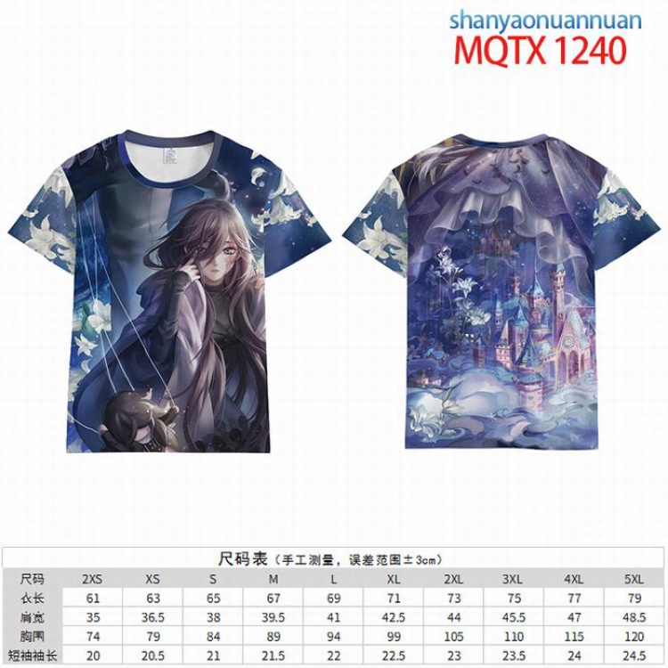 Shanyaonuannuan Full color short sleeve t-shirt 10 sizes from 2XS to 5XL MQTX-1240