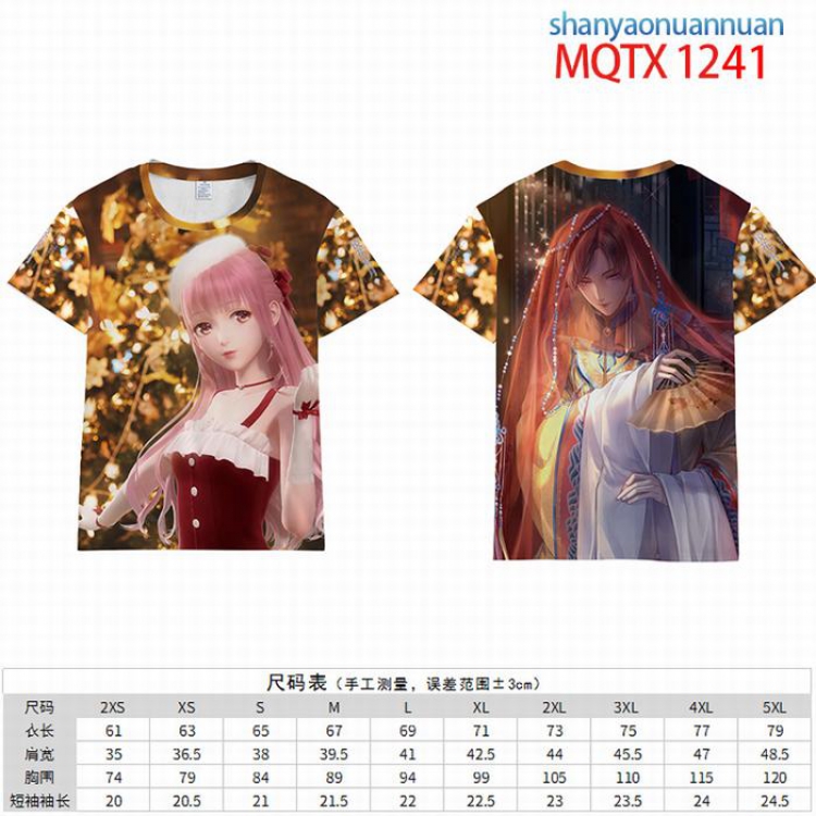 Shanyaonuannuan Full color short sleeve t-shirt 10 sizes from 2XS to 5XL MQTX-1241