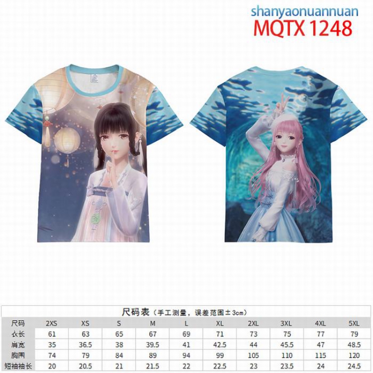 Shanyaonuannuan Full color short sleeve t-shirt 10 sizes from 2XS to 5XL MQTX-1248