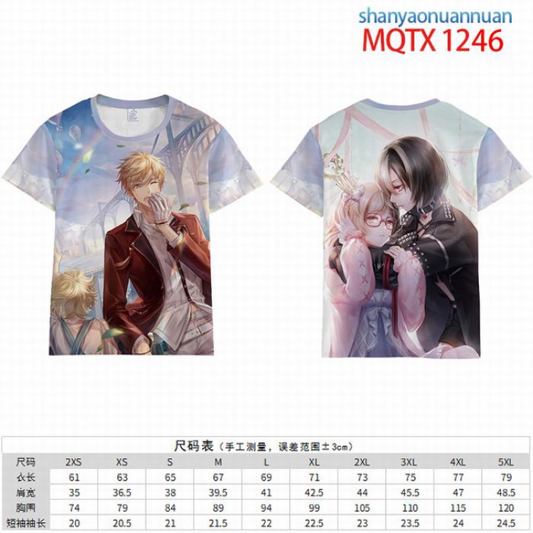 Shanyaonuannuan Full color short sleeve t-shirt 10 sizes from 2XS to 5XL MQTX-1246
