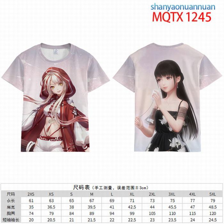 Shanyaonuannuan Full color short sleeve t-shirt 10 sizes from 2XS to 5XL MQTX-1245