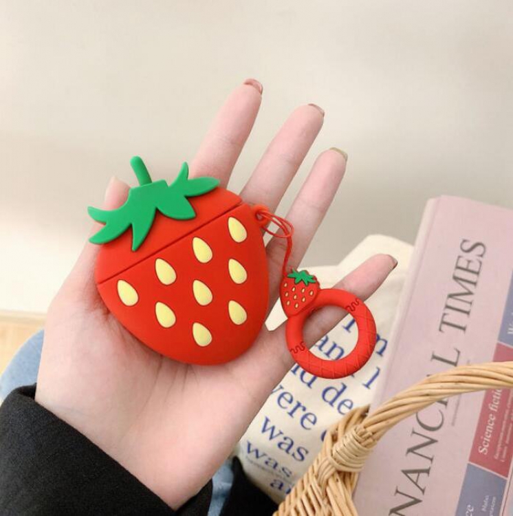 Cartoon strawberry Anime Rubber ring buckle airpods Apple Wireless Headset PP Bagged price for 2 pcs