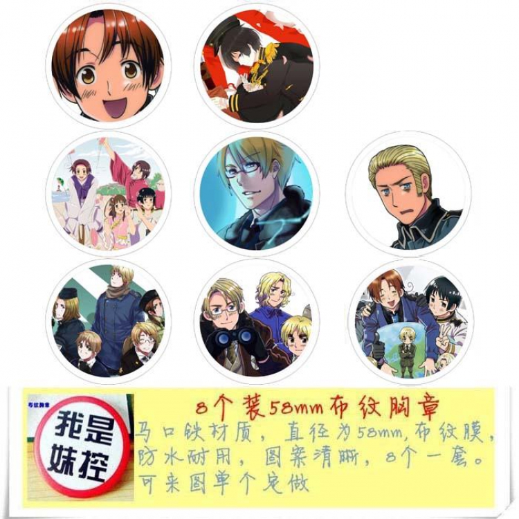 Hetalia-1 Brooch Price For 8 Pcs A Set 58MM