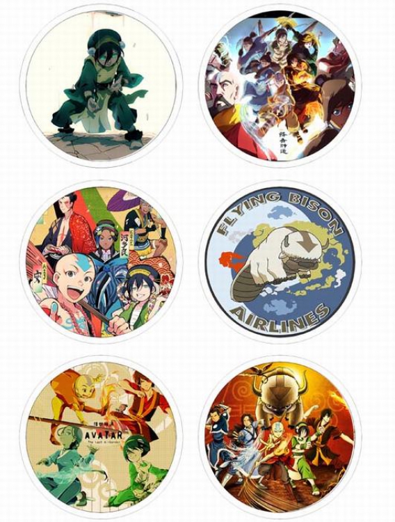Avatar-1 Anime tinplate bright film badge round cloth brooch a set of six 75MM