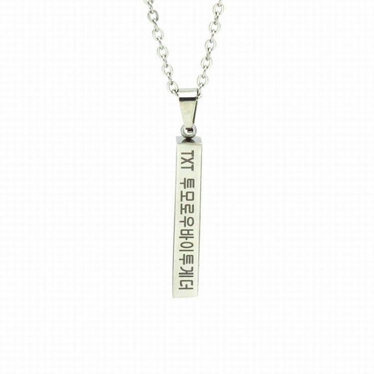 TXT Korean stars TXT Long column necklace pendant jewelry Plastic box packaging 3X0.5CM 20G price for 5 pcs