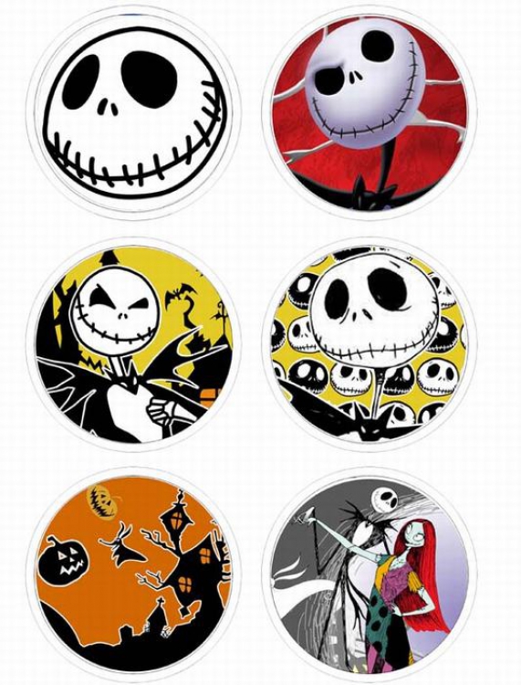 Hallowmas Anime tinplate bright film badge round cloth brooch a set of six 75MM