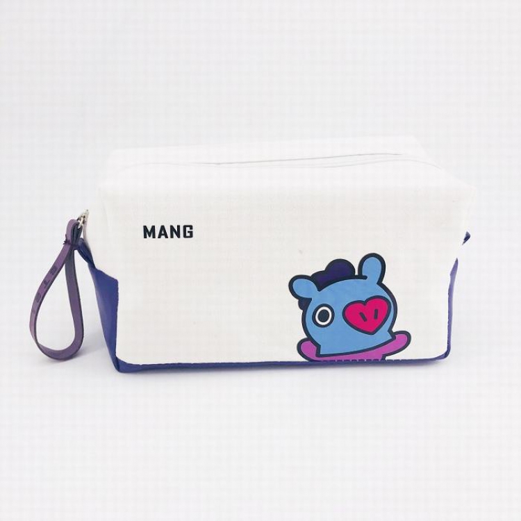 BTS BT21 Hippo PU Canvas storage bag cosmetic bag pen bag OPP bag 50G 19X12X8.5CM price for 2 pcs