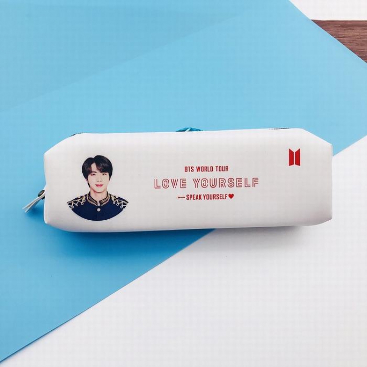 BTS JIN Collection photo PU Leather printed pencil case storage bag purse 45G 18X5X5CM price for 2 pcs