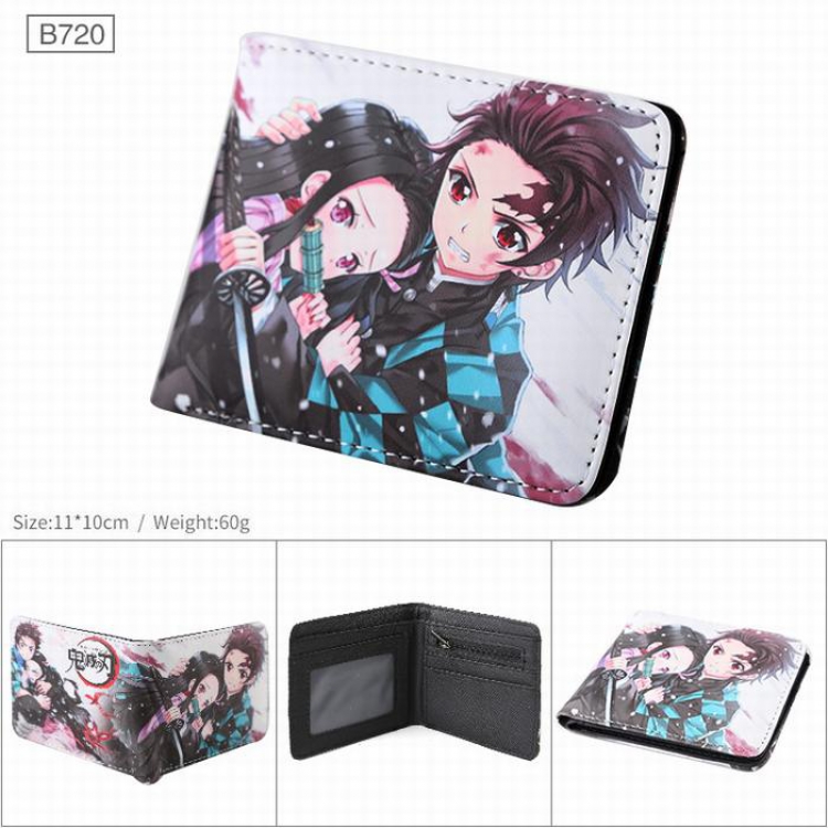 Demon Slayer Kimets B720  PU Twill two fold short wallet wallet 11X10CM