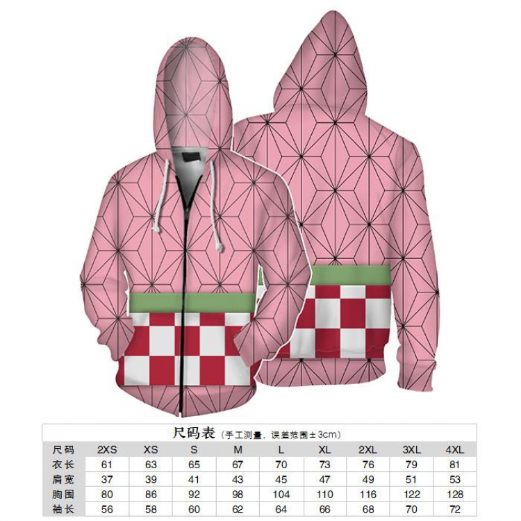Demon Slayer Kimets Kamado Nezuko Hoodie zipper sweater coat 2XS XS S M L XL 2XL 3XL 4XL price for 2 pcs preorder 3 days