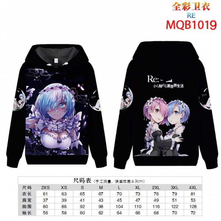 Re:Zero kara Hajimeru Isekai Seikatsu Full color zipper hooded Patch pocket Coat Hoodie 9 sizes from XXS to 4XL MQB1019