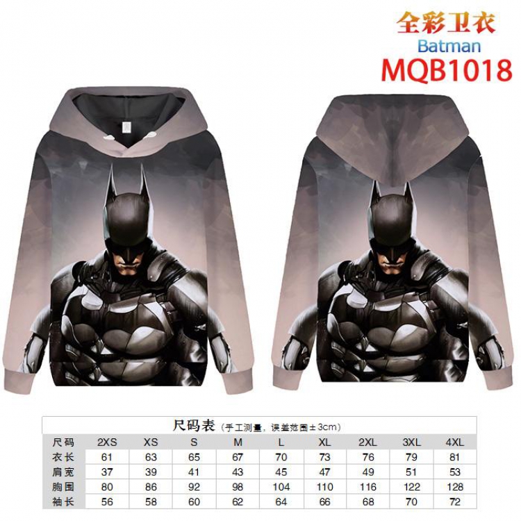 Batman Full color zipper hooded Patch pocket Coat Hoodie 9 sizes from XXS to 4XL MQB1018