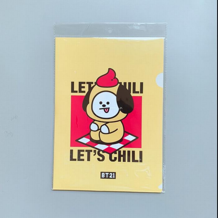 BTS BT21 Yellow dog Cartoon folder file bag 22x31CM 15G Transparent OPP card package price for 10 pcs