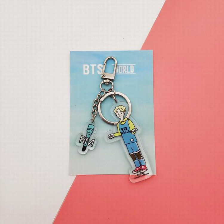 BTS Cartoon keychain WORLD Key ring pendant 7.5X11CM 20G price for 5 pcs