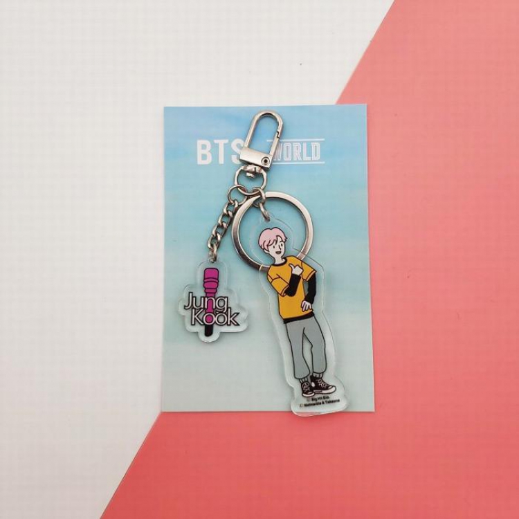BTS  JUNG KOOK Cartoon keychain WORLD Key ring pendant 7.5X11CM 20G price for 5 pcs