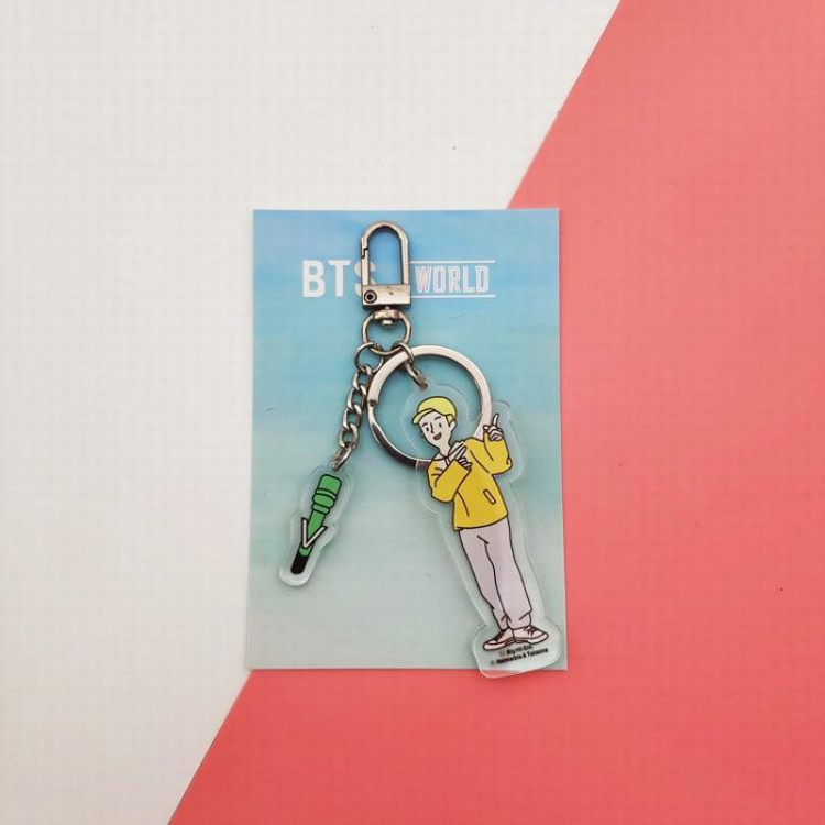 BTS V Cartoon keychain WORLD Key ring pendant 7.5X11CM 20G price for 5 pcs