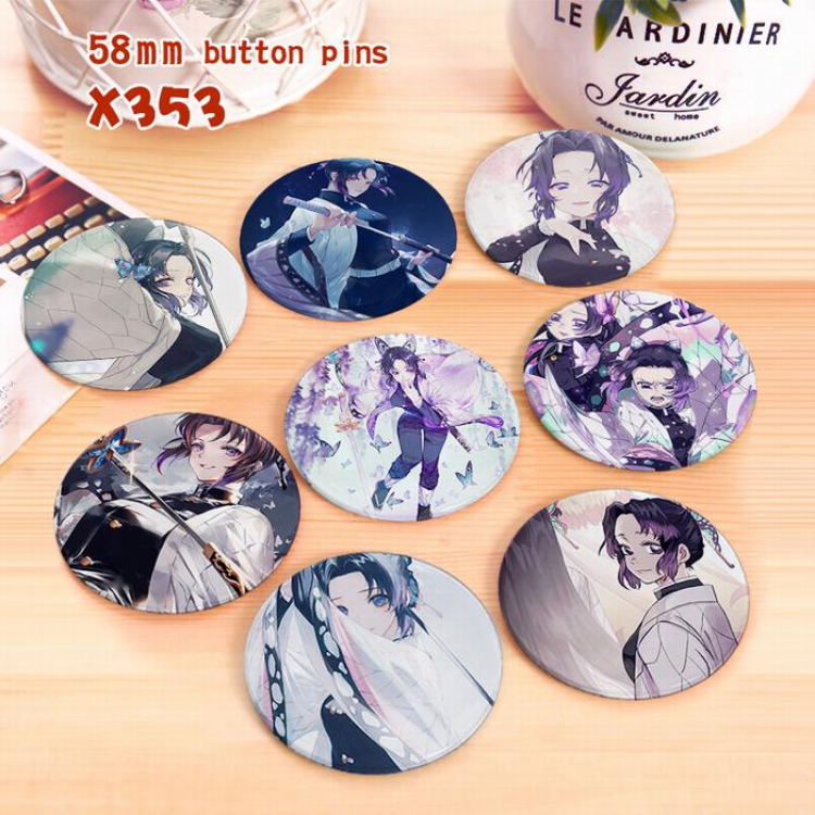 Demon Slayer Kimets a set of 8 models Tinplate coated badge 6CM X353