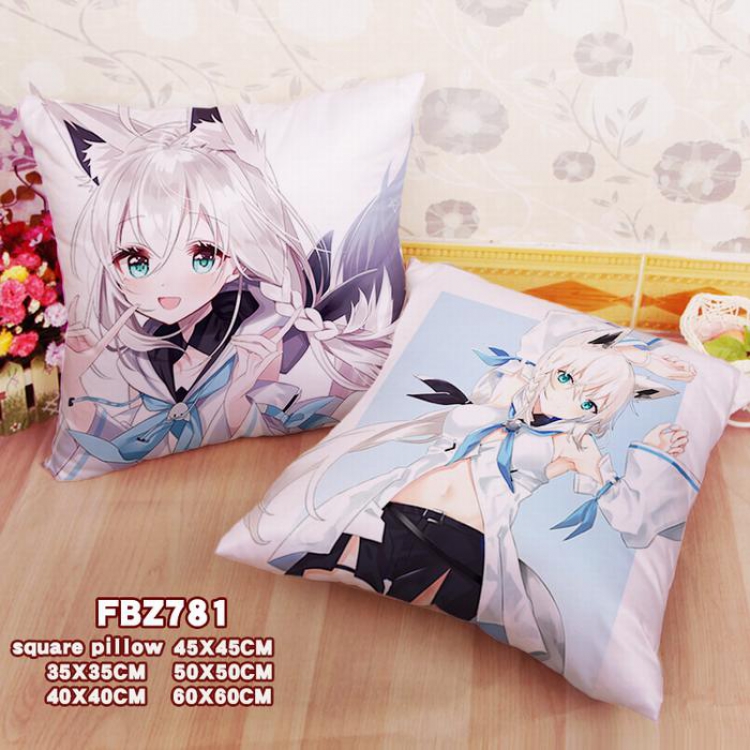 Shirakami Fubuki Square universal double-sided full color pillow cushion 45X45CM-FBZ781