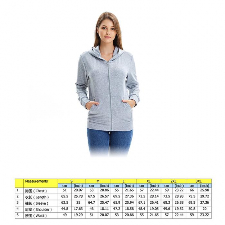 Autumn and winter fashion sweater gray zipper hooded Patch pocket Coat Hoodie 6 sizes from S to 3XL