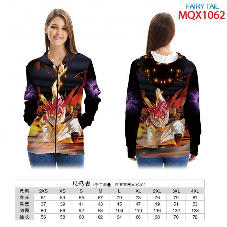 Fairy tail Full color zipper hooded Patch pocket Coat Hoodie 9 sizes from XXS to 4XL MQX1062