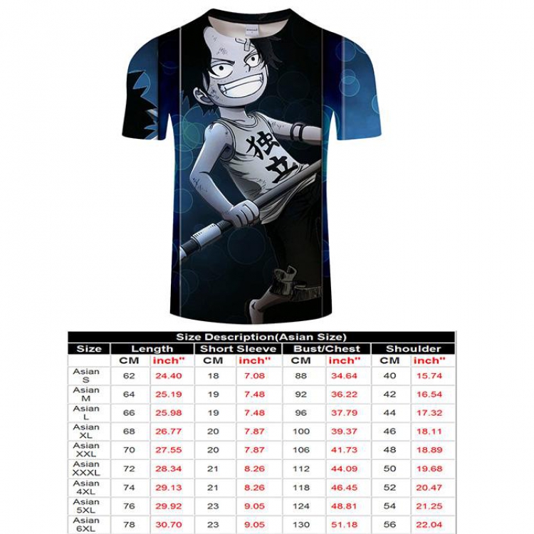 One Piece Full color short sleeve t-shirt 9 sizes from S to 6XL TXKH3217