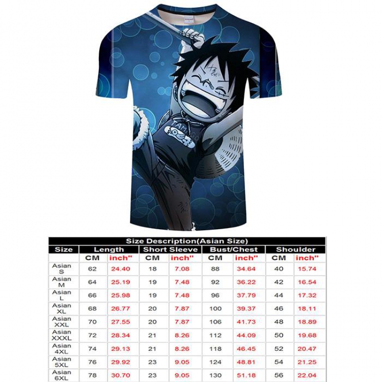 One Piece Full color short sleeve t-shirt 9 sizes from S to 6XL TXKH3215
