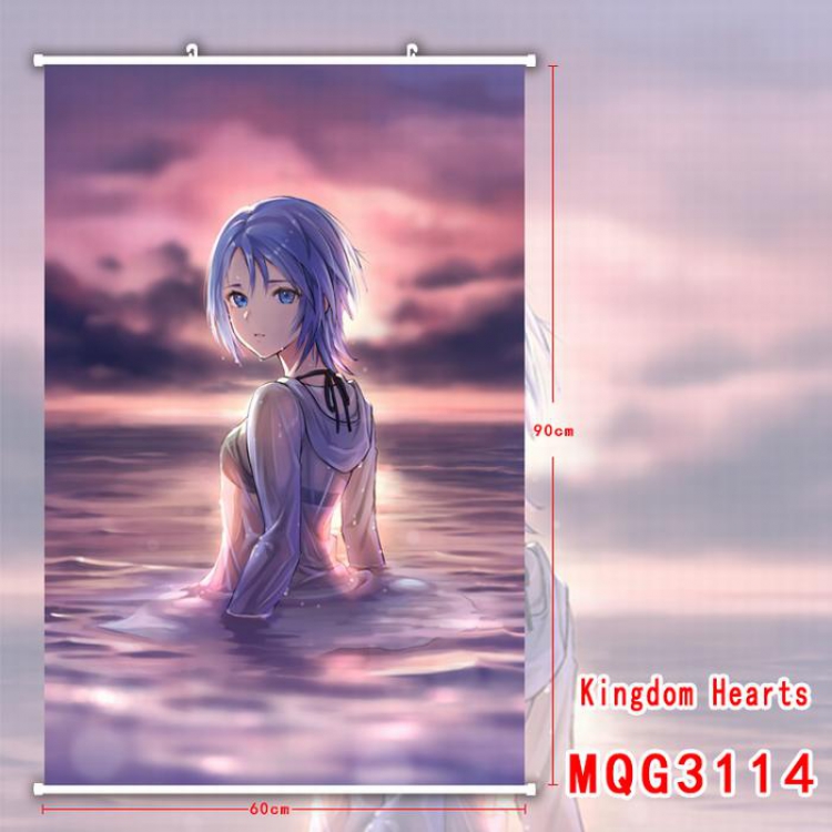 Kingdom Hearts White Plastic rod Cloth painting Wall Scroll 60X90CM MQG3114