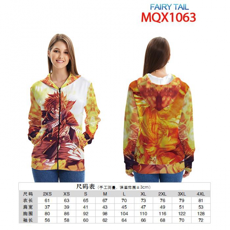Fairy Tail Full color zipper hooded Patch pocket Coat Hoodie 9 sizes from XXS to 4XL MQX1063