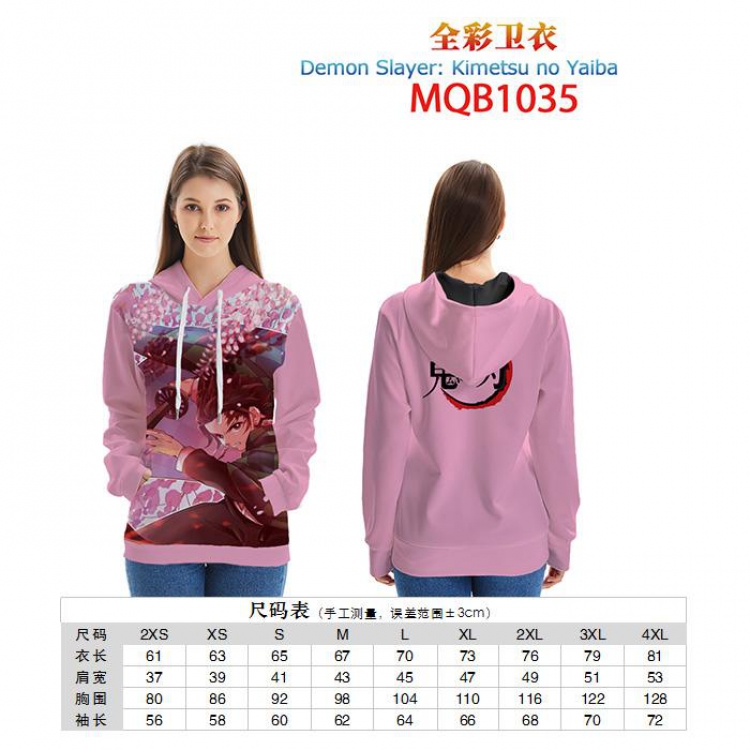 Demon Slayer Kimets Full color zipper hooded Patch pocket Coat Hoodie 9 sizes from XXS to 4XL MQB1035
