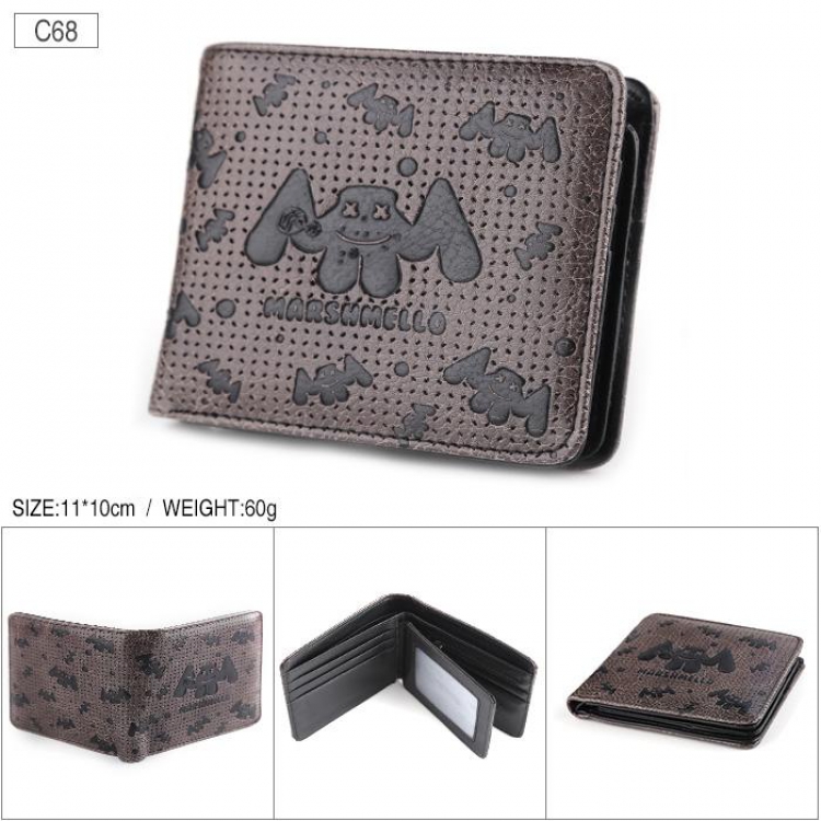 Marshmallow C68 Folded Embossed Short Leather Wallet Purse 11X10CM Style-A