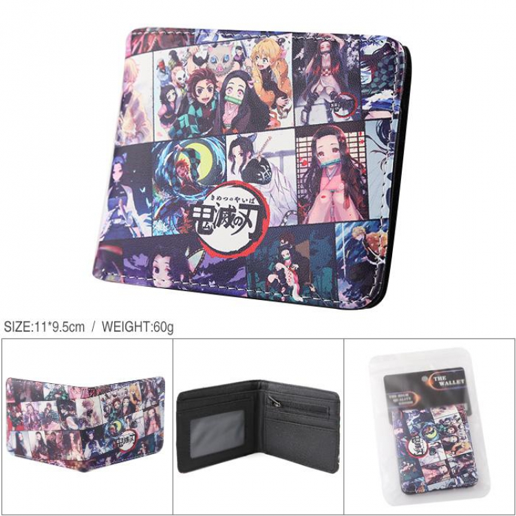 Demon Slayer Kimets Full color PU silk screen two fold short card holder wallet
