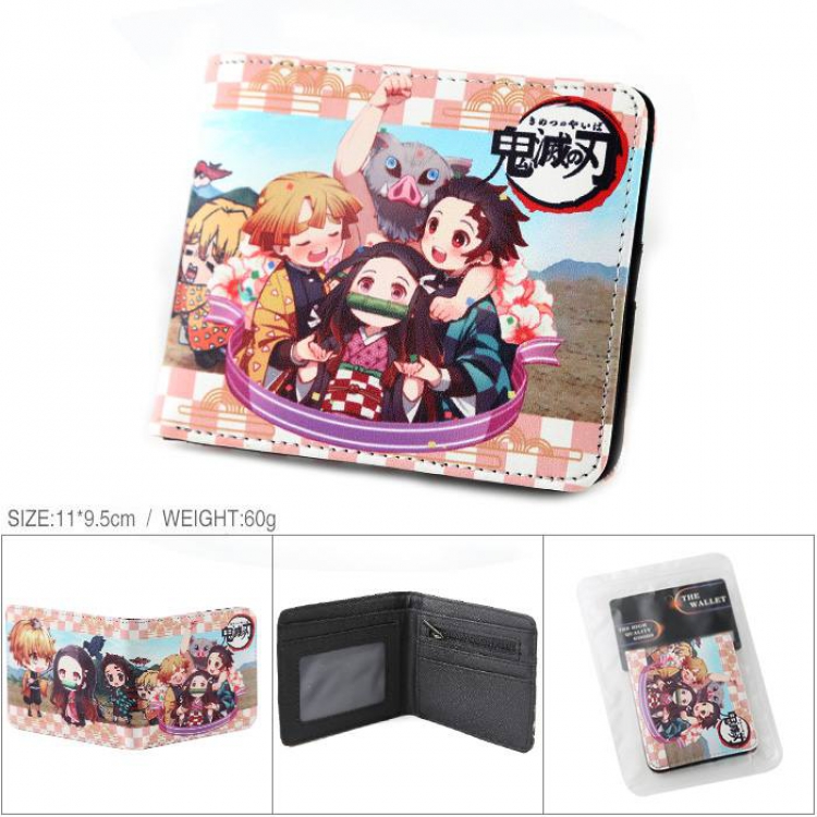 Demon Slayer Kimets Full color PU silk screen two fold short card holder wallet