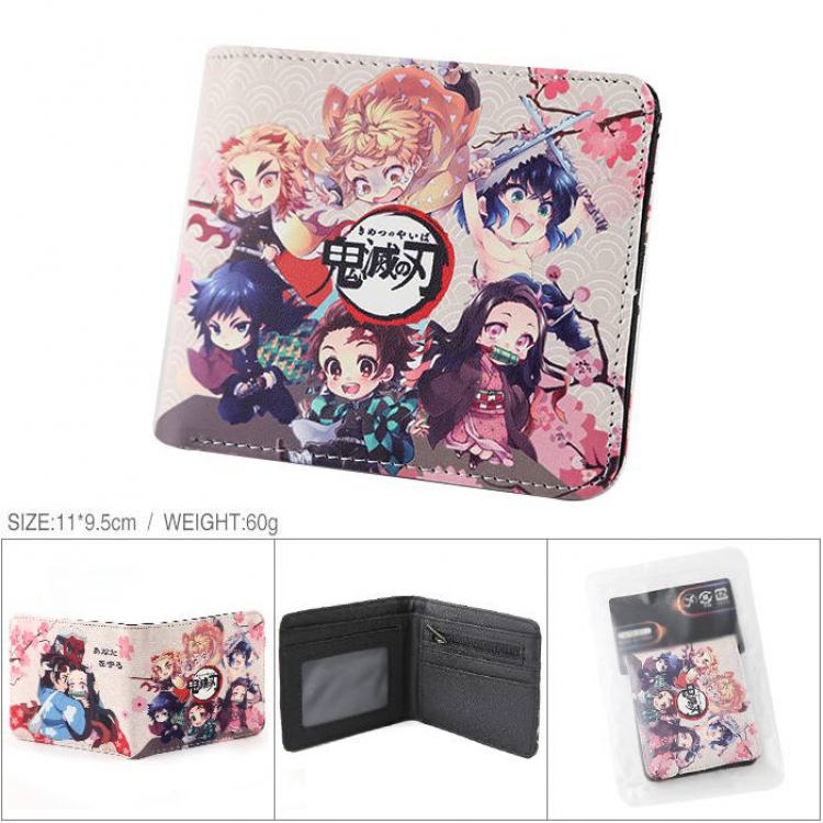 Demon Slayer Kimets Full color PU silk screen two fold short card holder wallet