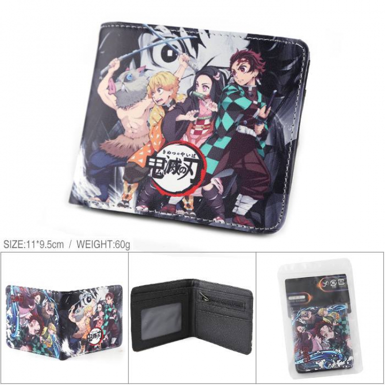 Demon Slayer Kimets Full color PU silk screen two fold short card holder wallet