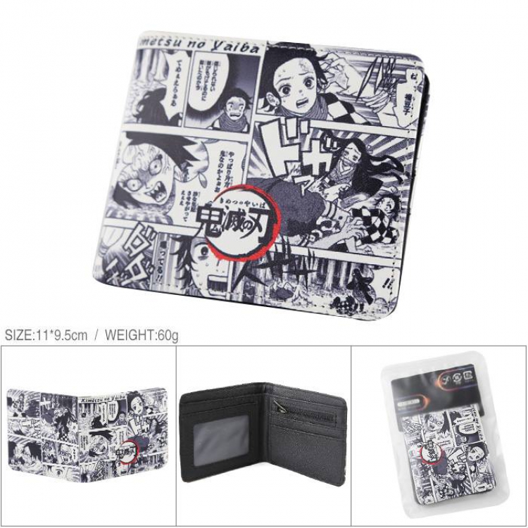 Demon Slayer Kimets Full color PU silk screen two fold short card holder wallet