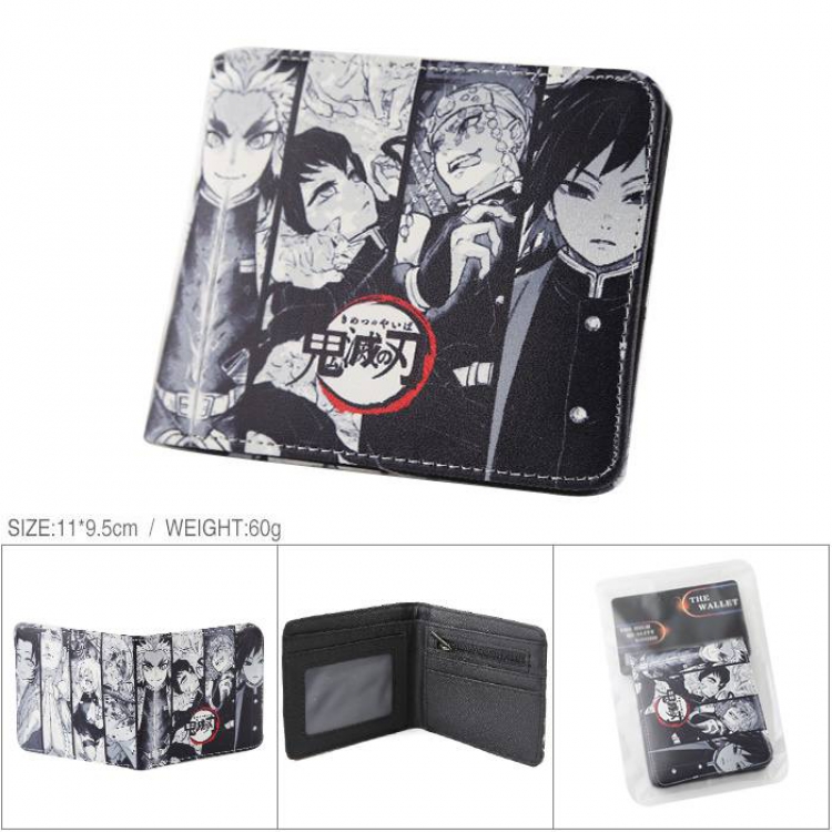 Demon Slayer Kimets Full color PU silk screen two fold short card holder wallet