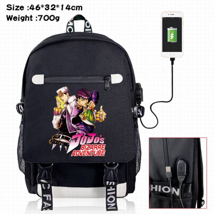 JoJos Bizarre Adventure-2A Black Color data cable Backpack