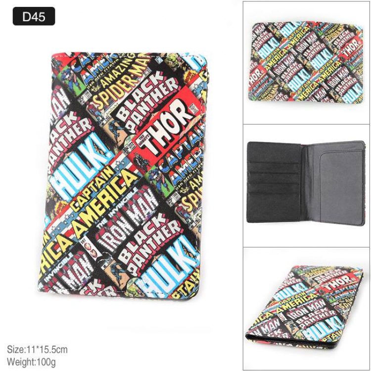 Marvel The Avengers Black Panther Full Color PU leather multi-function travel ticket holder passport protector D45