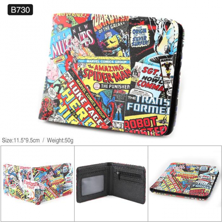 Marvel  Full color PU twill two fold short wallet B730