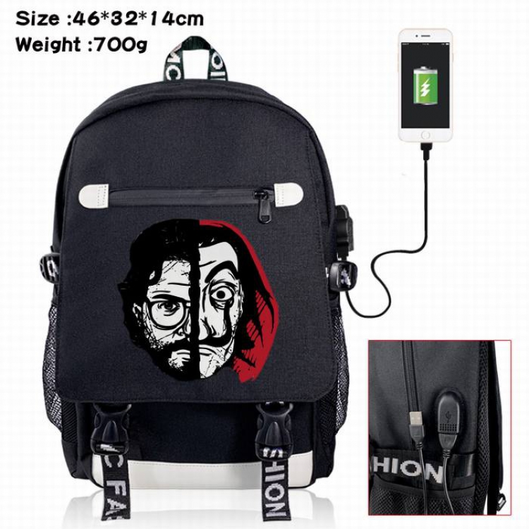House of Paper-11A Black Color data cable Backpack