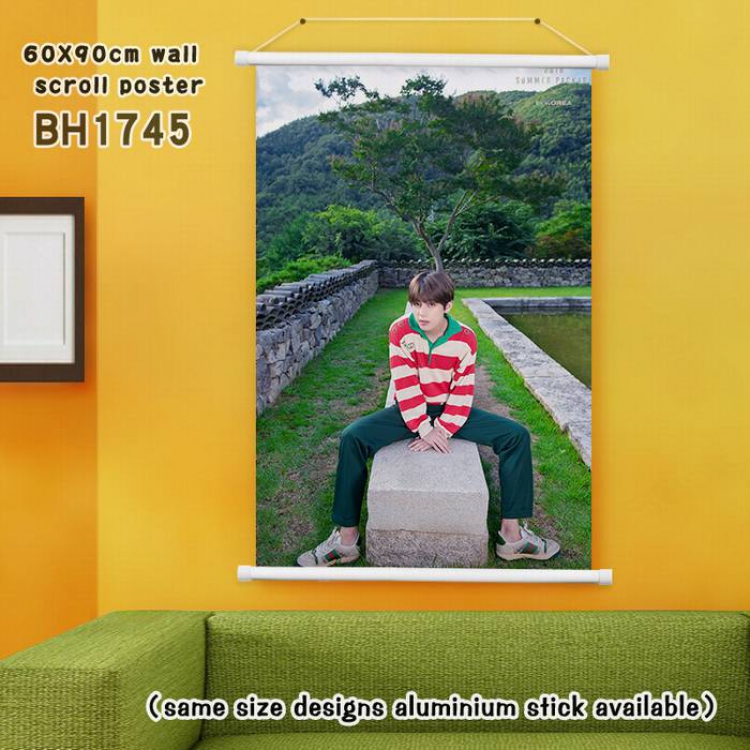 BTS White Plastic rod Cloth painting Wall Scroll 60X90CM BH1745