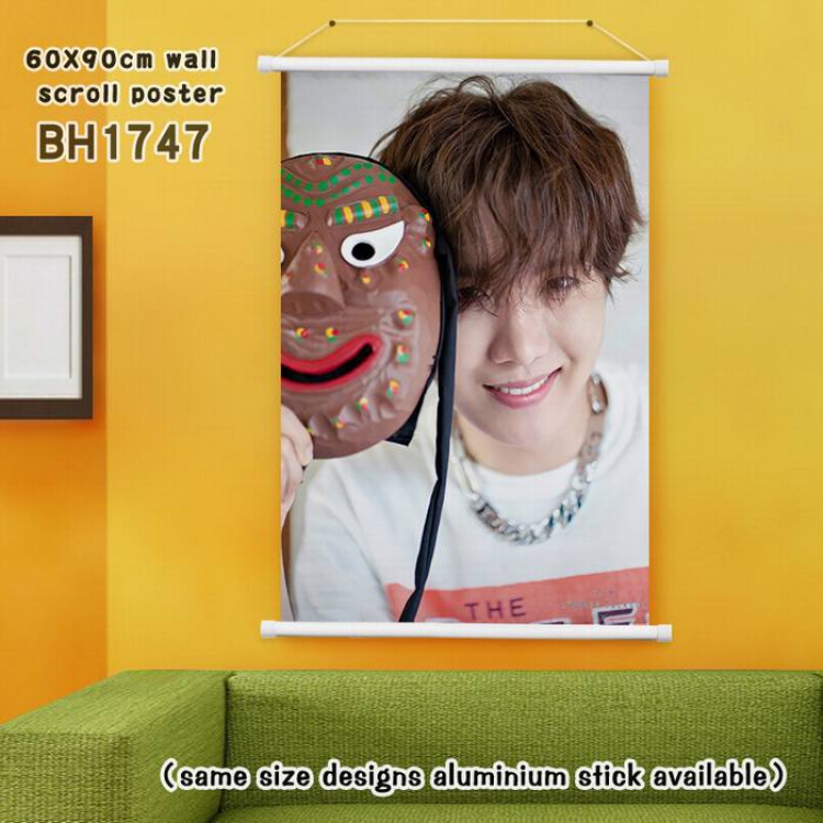 BTS White Plastic rod Cloth painting Wall Scroll 60X90CM BH1747