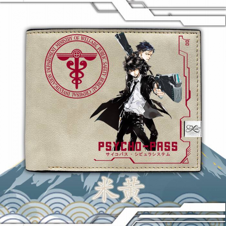 Psycho-Pass-3 off-white Harajuku College style PU short wallet 12X10CM