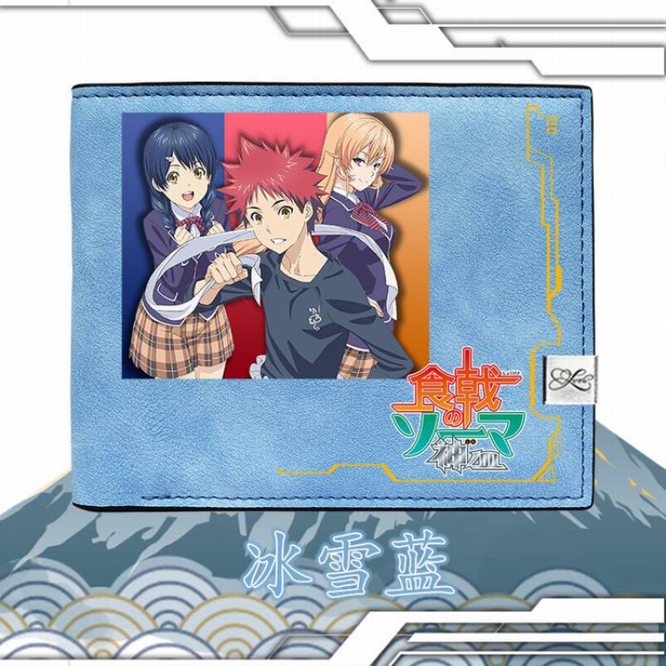 Shokugeki no Soma-3 Blue Harajuku College style PU short wallet 12X10CM