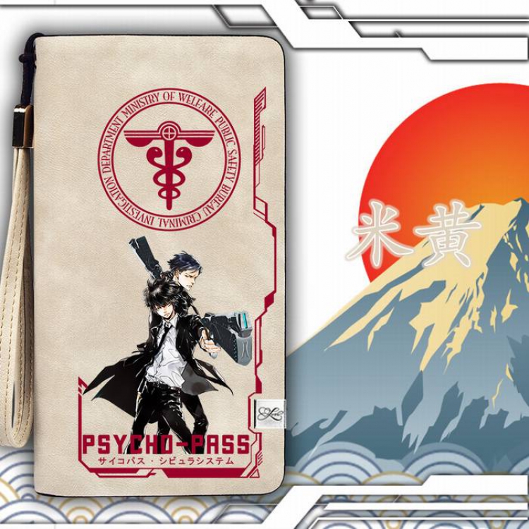 Psycho-Pass off-white Harajuku College style PU long zip wallet 11X20.5CM Style B