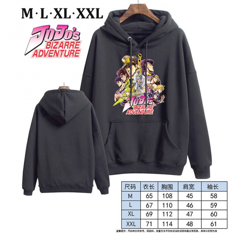 JoJos Bizarre Adventure-1 Black Printed hooded and velvet padded sweater M L XL XXL