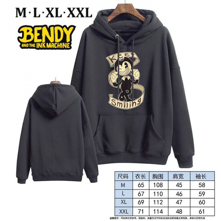 Bendy-11 Black Printed hooded and velvet padded sweater M L XL XXL