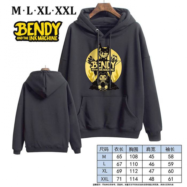 Bendy-12 Black Printed hooded and velvet padded sweater M L XL XXL