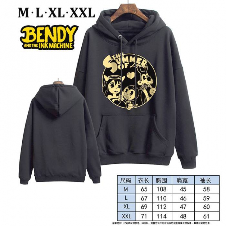 Bendy-6 Black Printed hooded and velvet padded sweater M L XL XXL