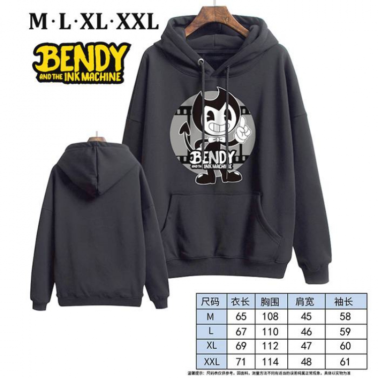 Bendy-5 Black Printed hooded and velvet padded sweater M L XL XXL